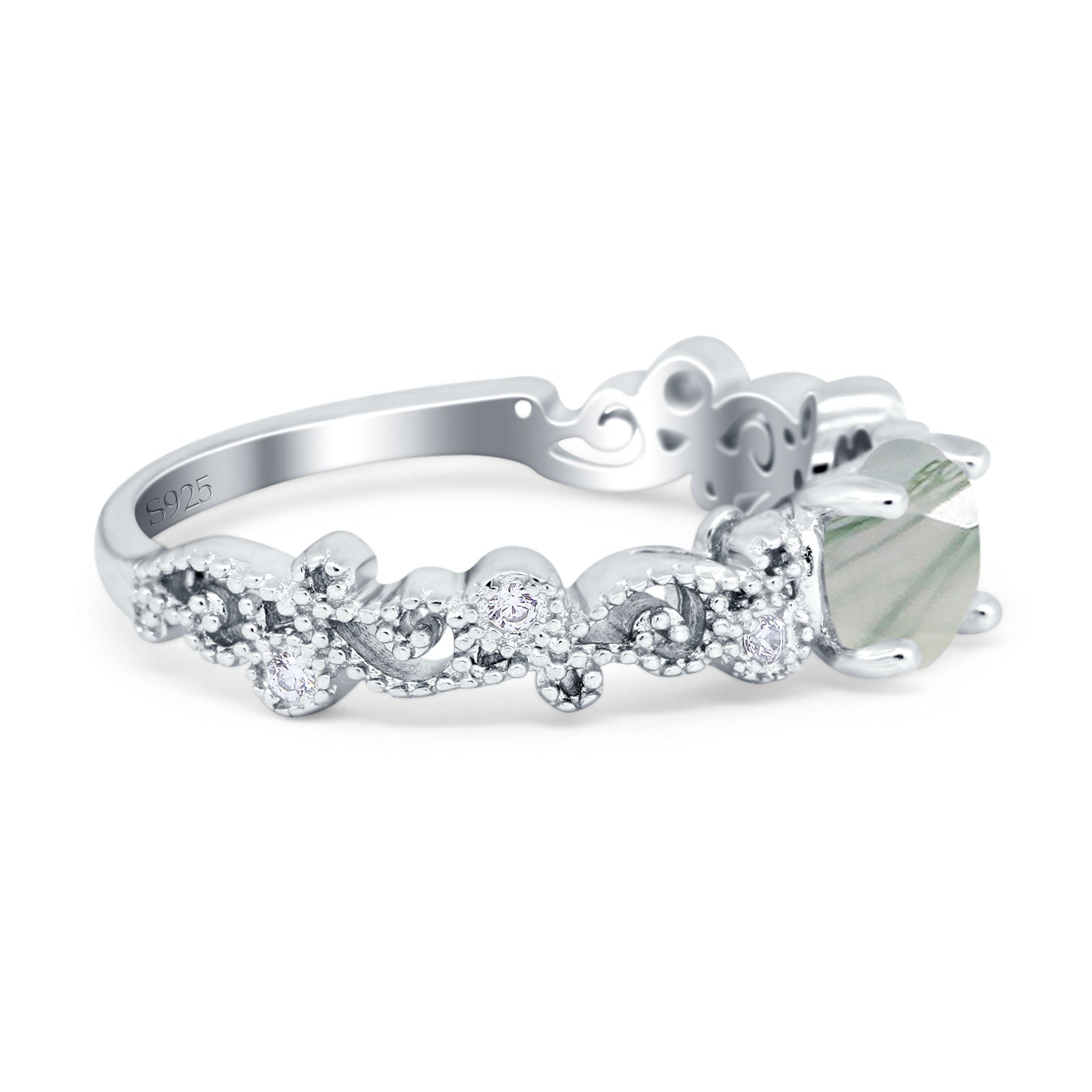 Round Natural Stone Filigree Beaded Ring