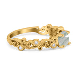 Round Natural Stone Filigree Beaded Ring