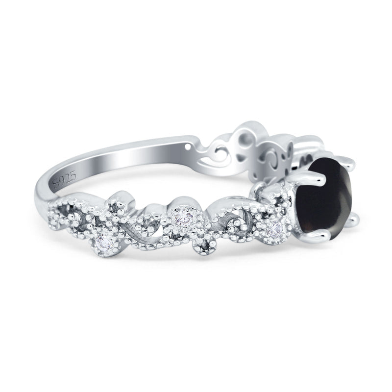 Round Natural Stone Filigree Beaded Ring