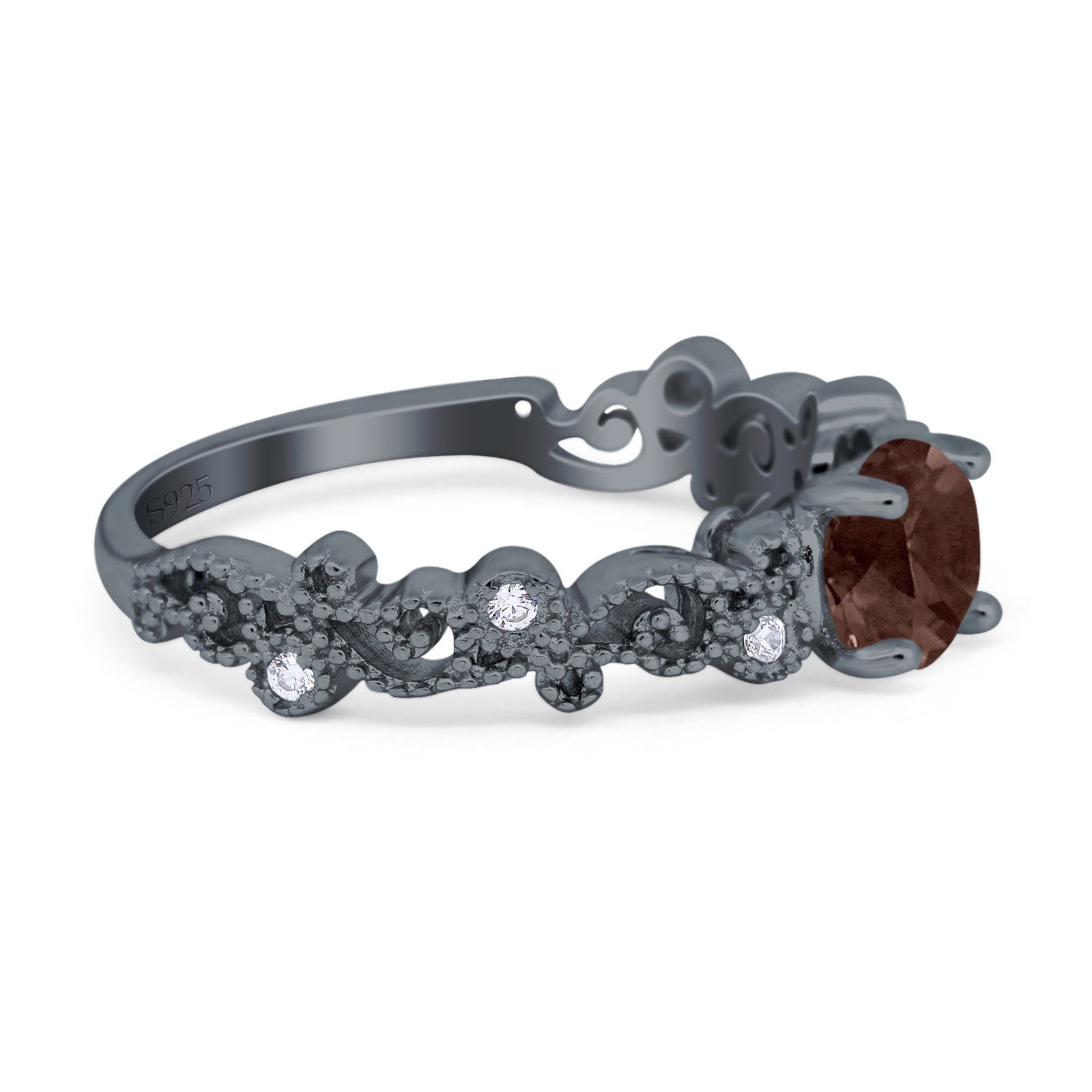 Round Natural Stone Filigree Beaded Ring