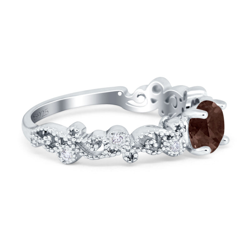 Round Natural Stone Filigree Beaded Ring