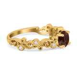 Round Natural Stone Filigree Beaded Ring