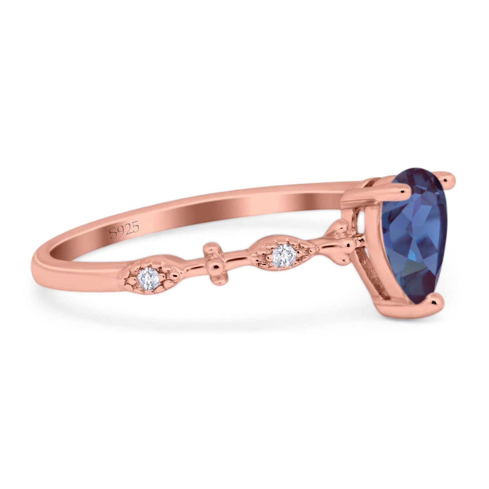 Art Deco Pear Natural Stone Wedding Ring