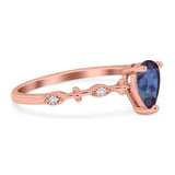 Art Deco Pear Natural Stone Wedding Ring