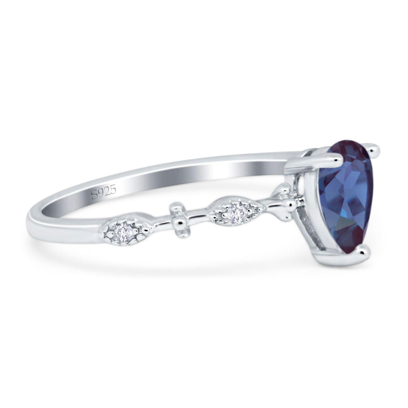 Art Deco Pear Natural Stone Wedding Ring