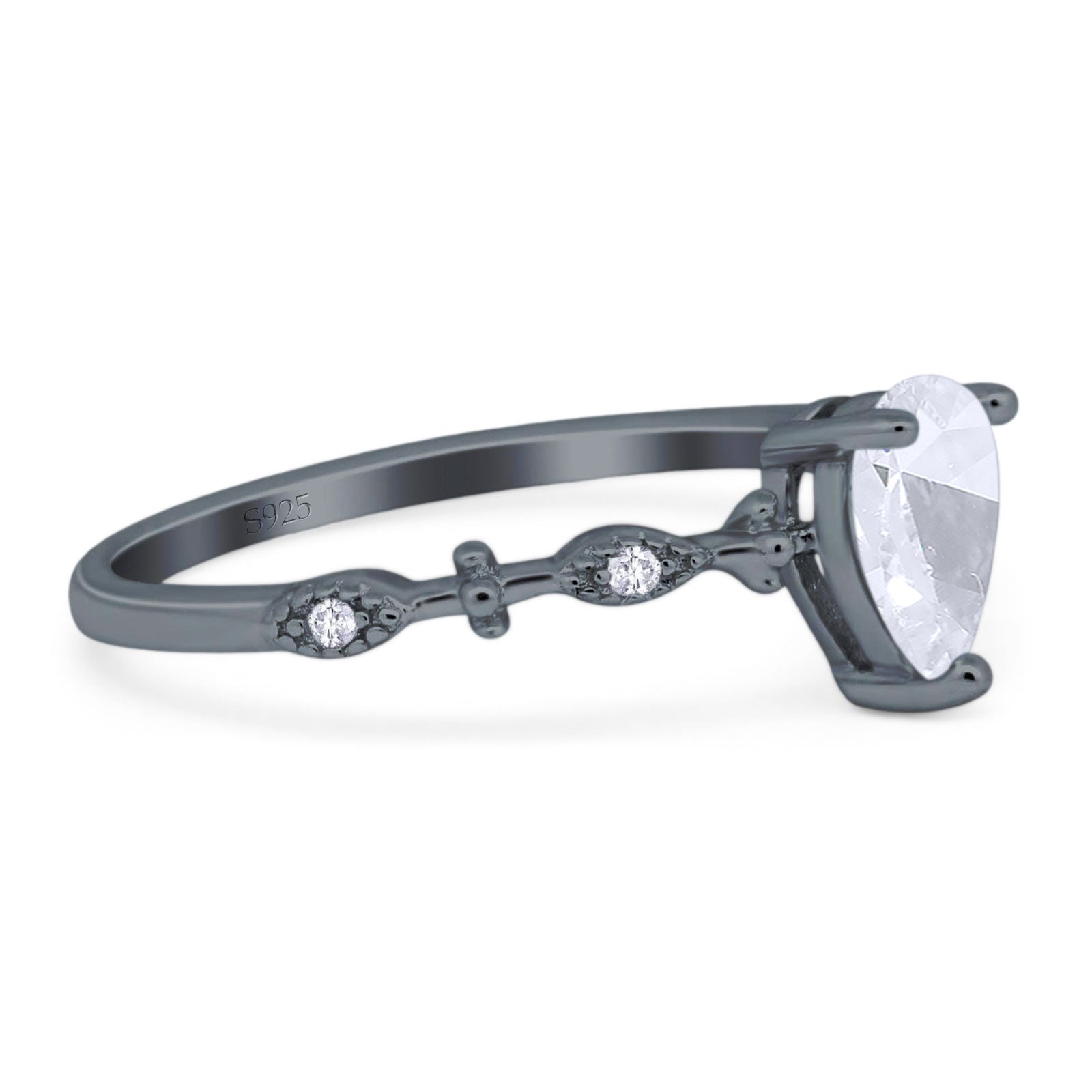 Art Deco Pear Natural Stone Wedding Ring