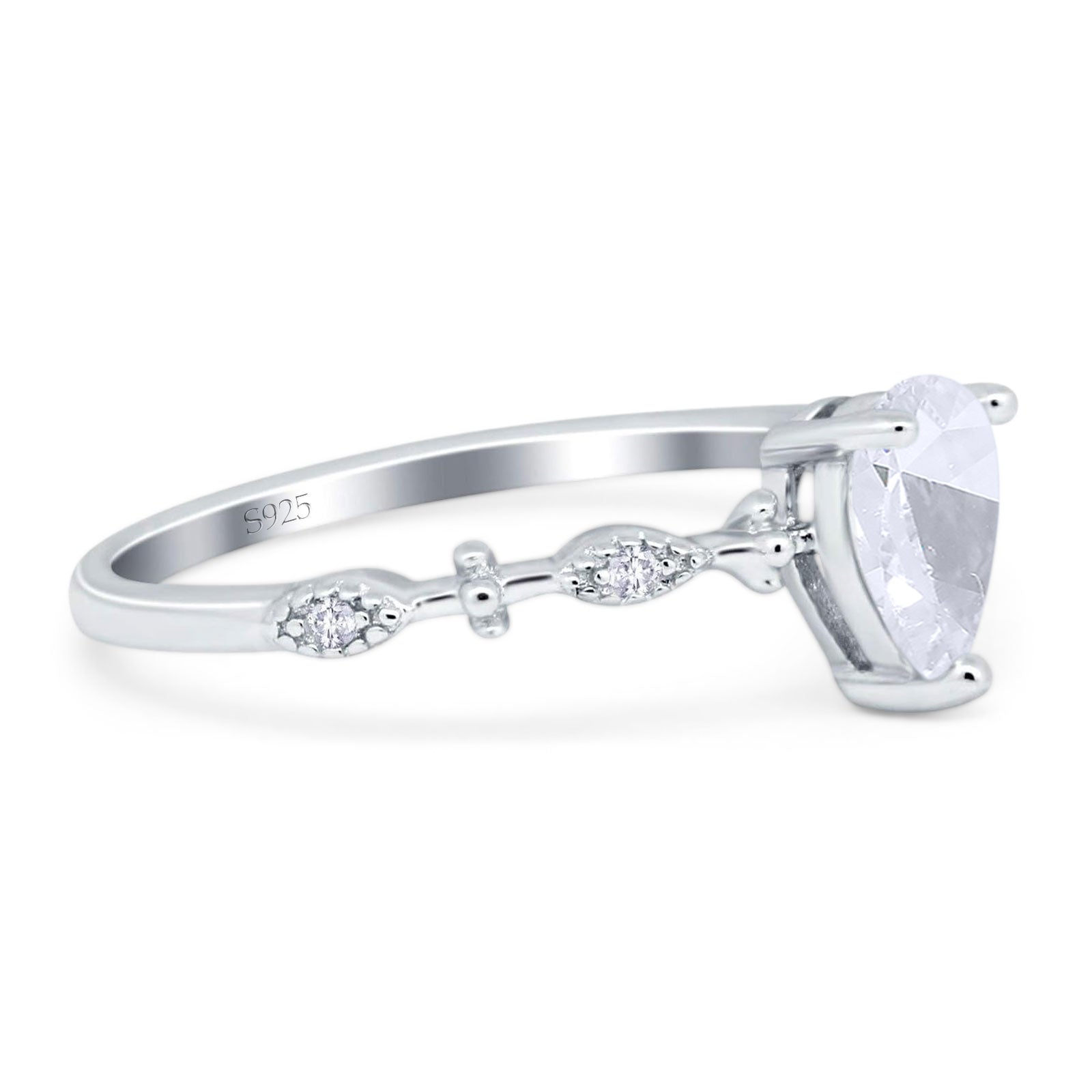 Art Deco Pear Natural Stone Wedding Ring