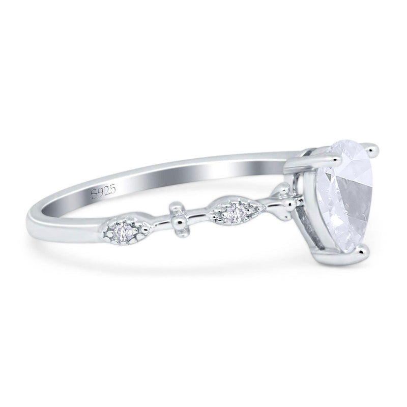 Art Deco Pear Natural Stone Wedding Ring