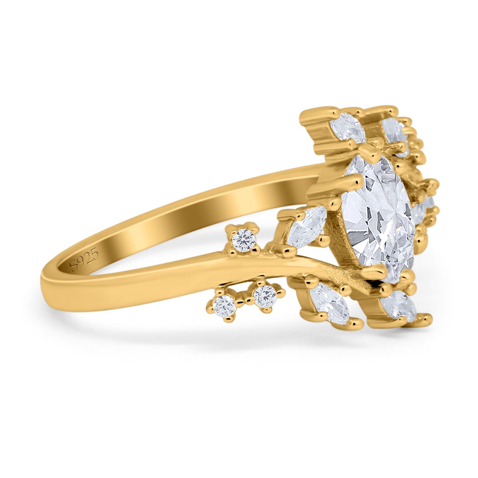 Floral Oval Natural Stone Wedding Ring