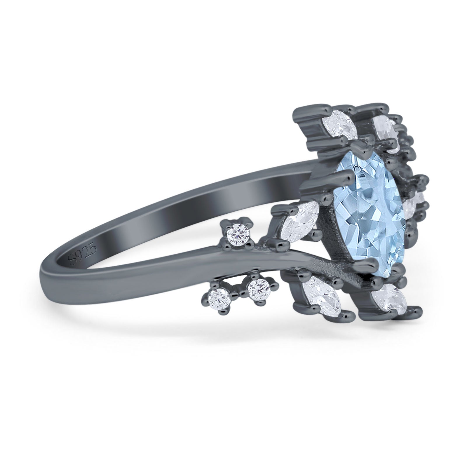 Floral Oval Natural Stone Wedding Ring