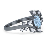 Floral Oval Natural Stone Wedding Ring