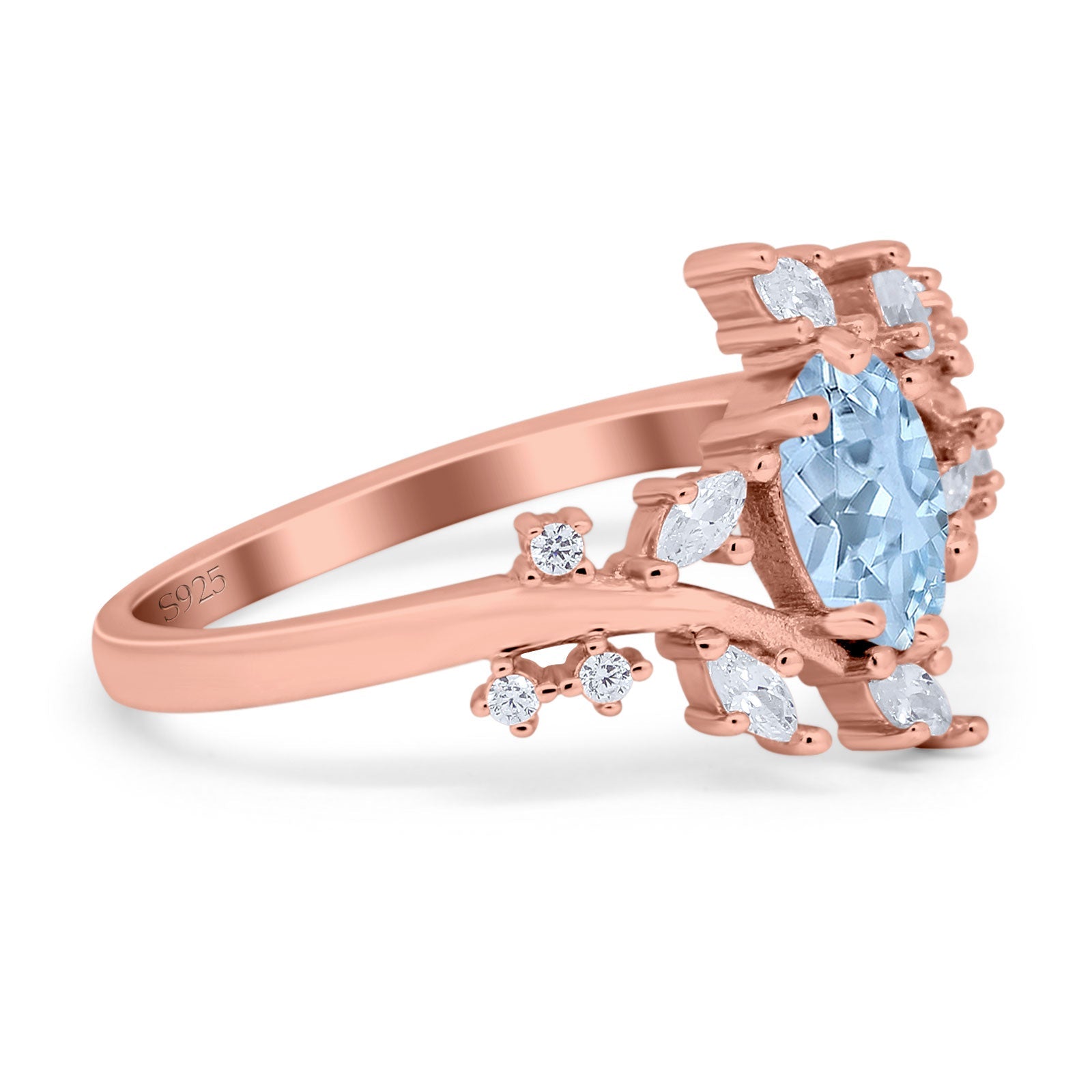 Floral Oval Natural Stone Wedding Ring