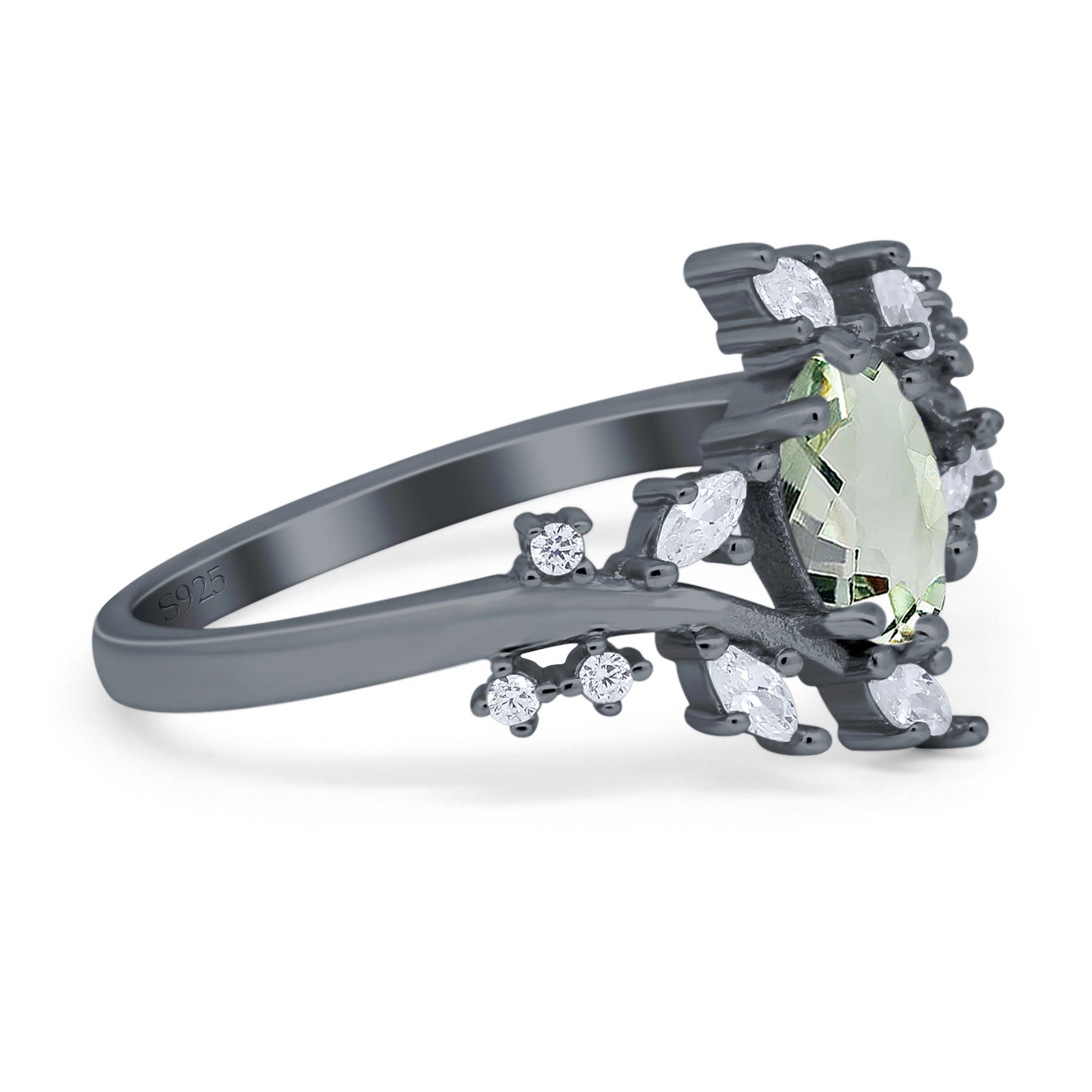 Floral Oval Natural Stone Wedding Ring