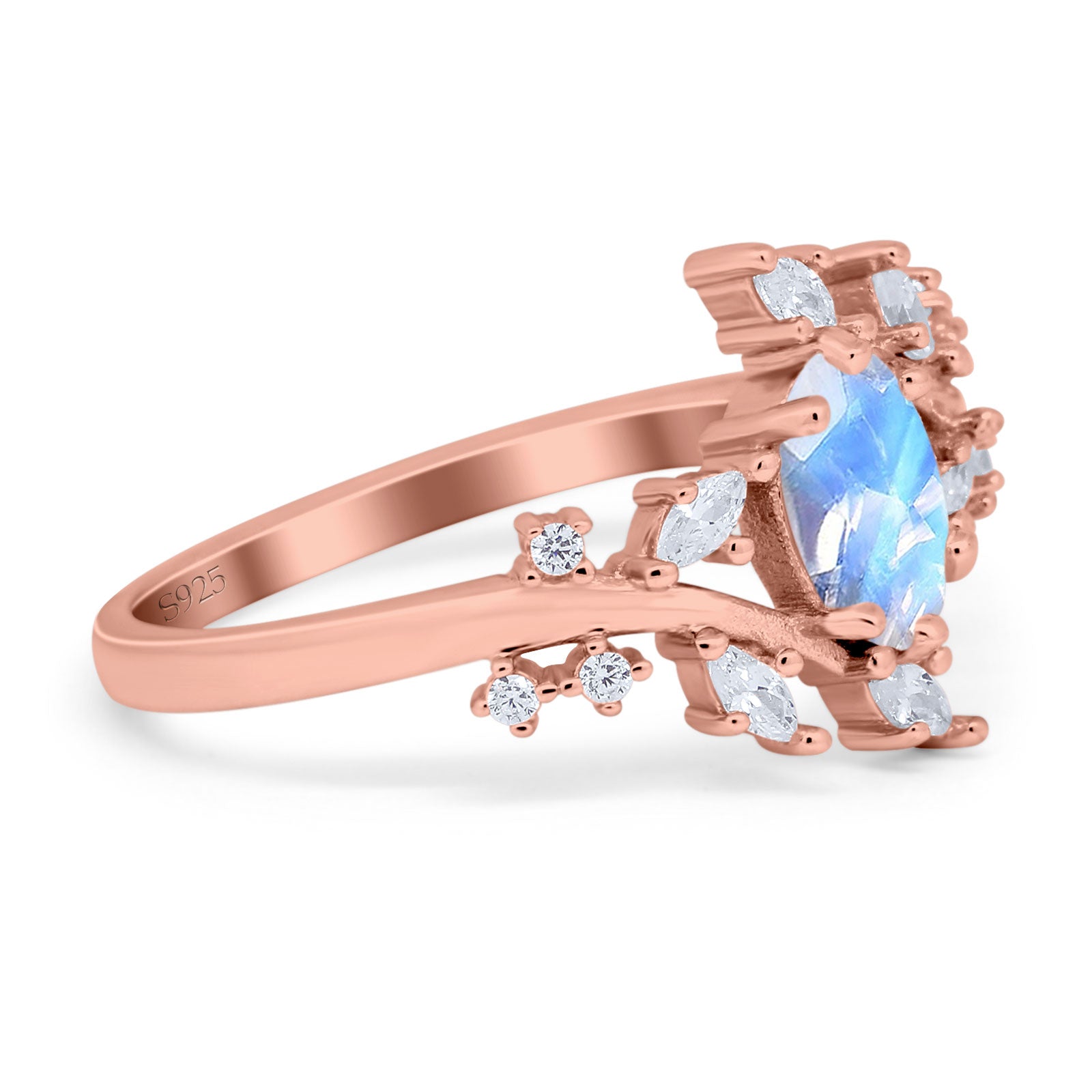 Floral Oval Natural Stone Wedding Ring
