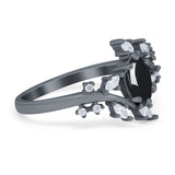 Floral Oval Natural Stone Wedding Ring