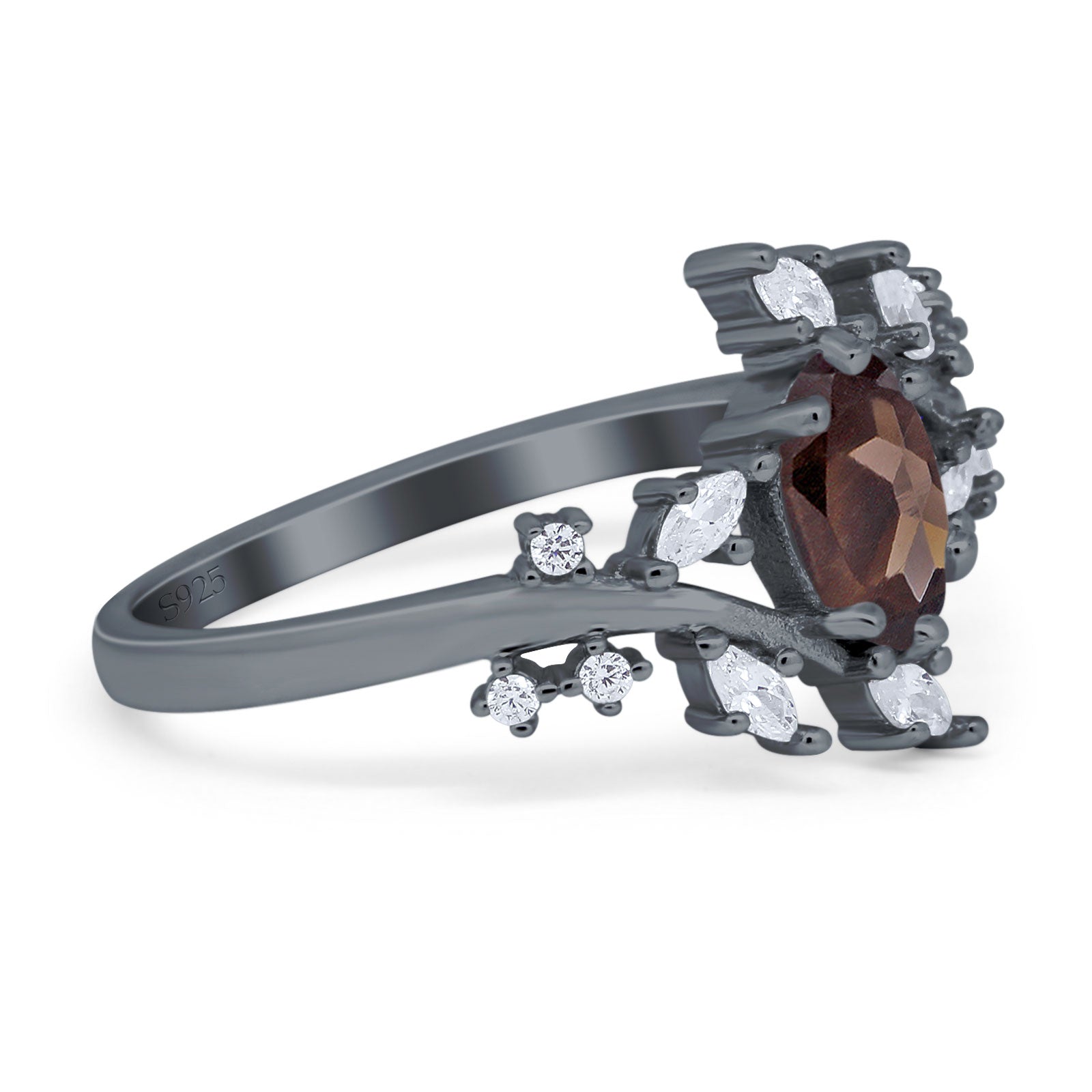 Floral Oval Natural Stone Wedding Ring