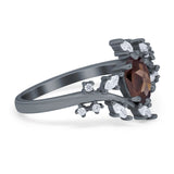 Floral Oval Natural Stone Wedding Ring
