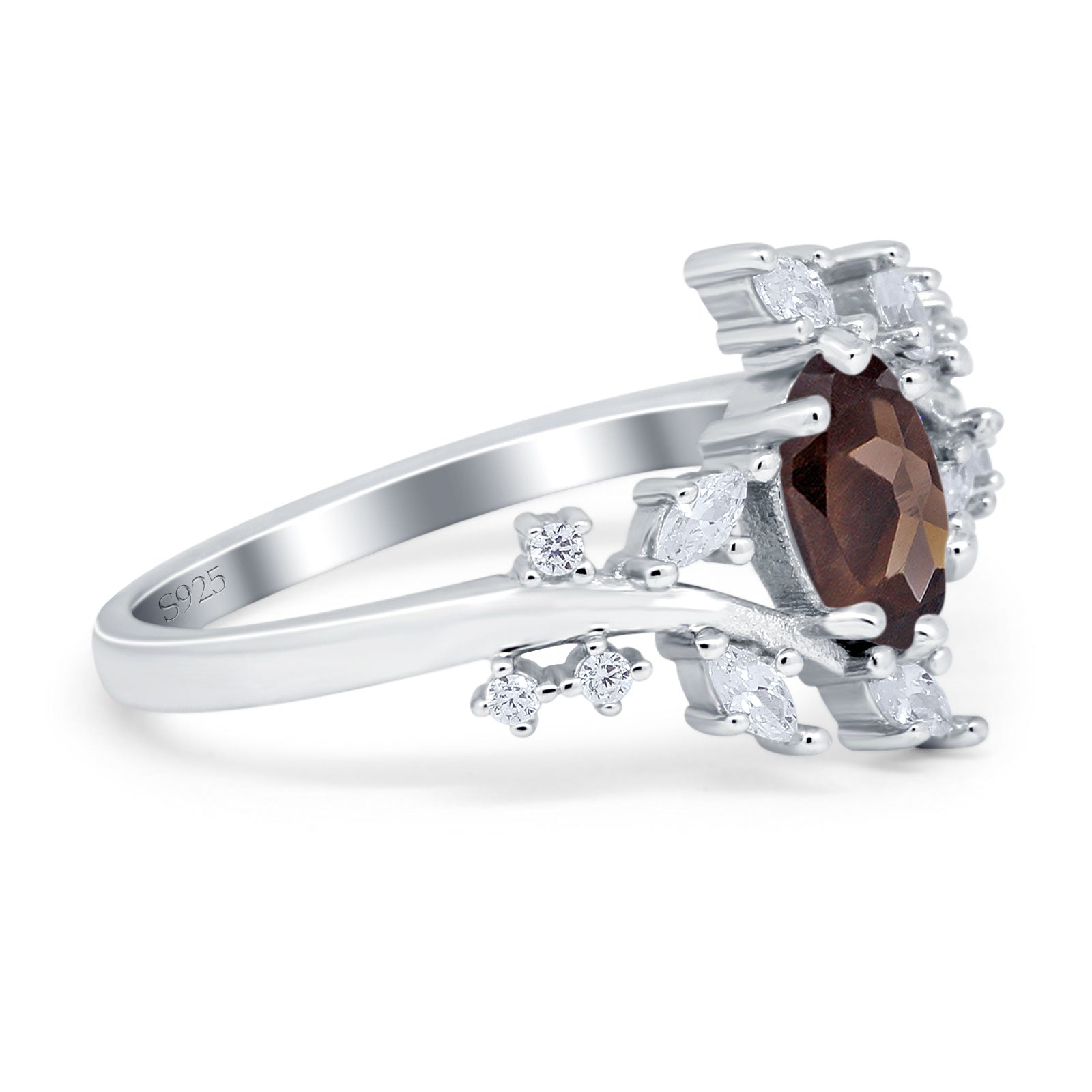 Floral Oval Natural Stone Wedding Ring