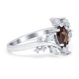 Floral Oval Natural Stone Wedding Ring