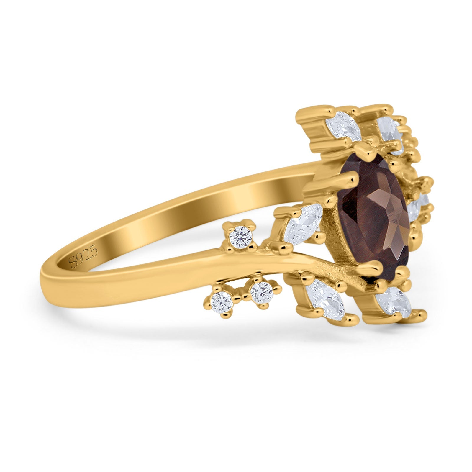 Floral Oval Natural Stone Wedding Ring