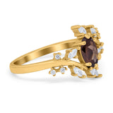 Floral Oval Natural Stone Wedding Ring