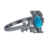 Floral Oval Natural Stone Wedding Ring
