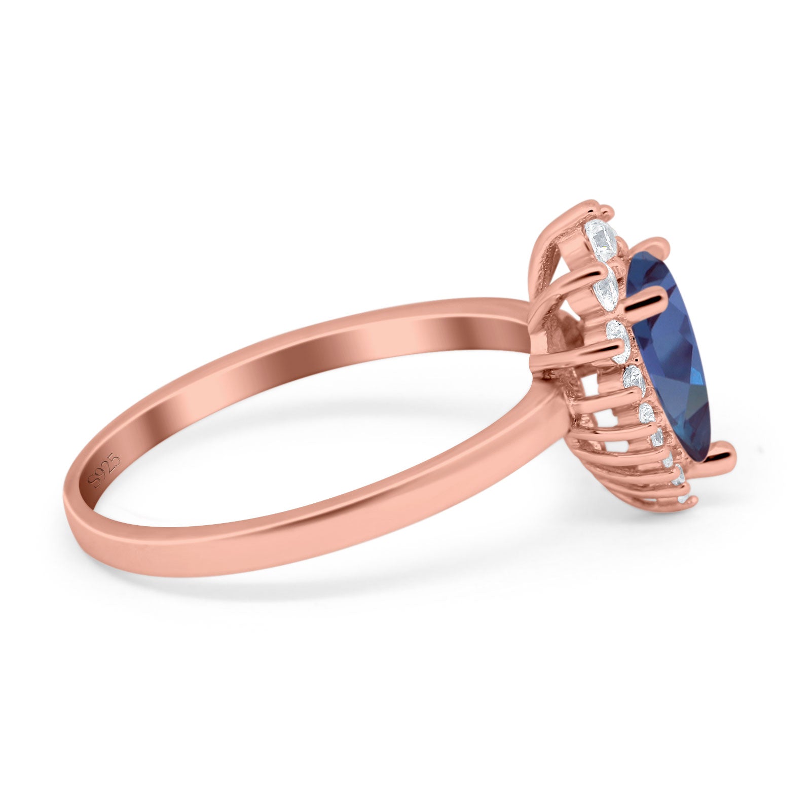 Art Deco Pear Natural Stone Wedding Ring