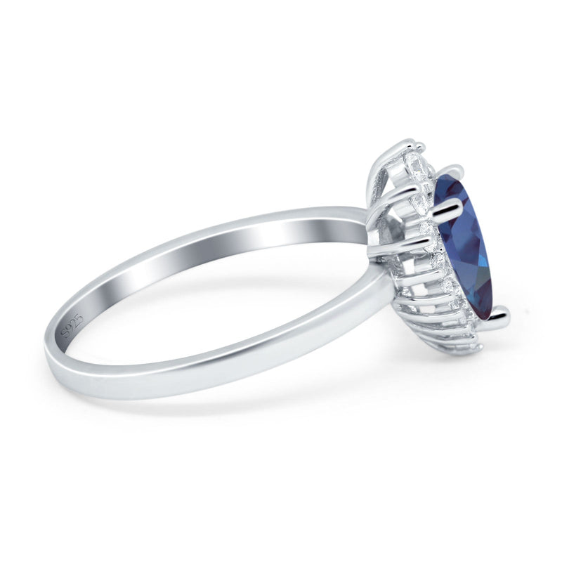 Art Deco Pear Natural Stone Wedding Ring