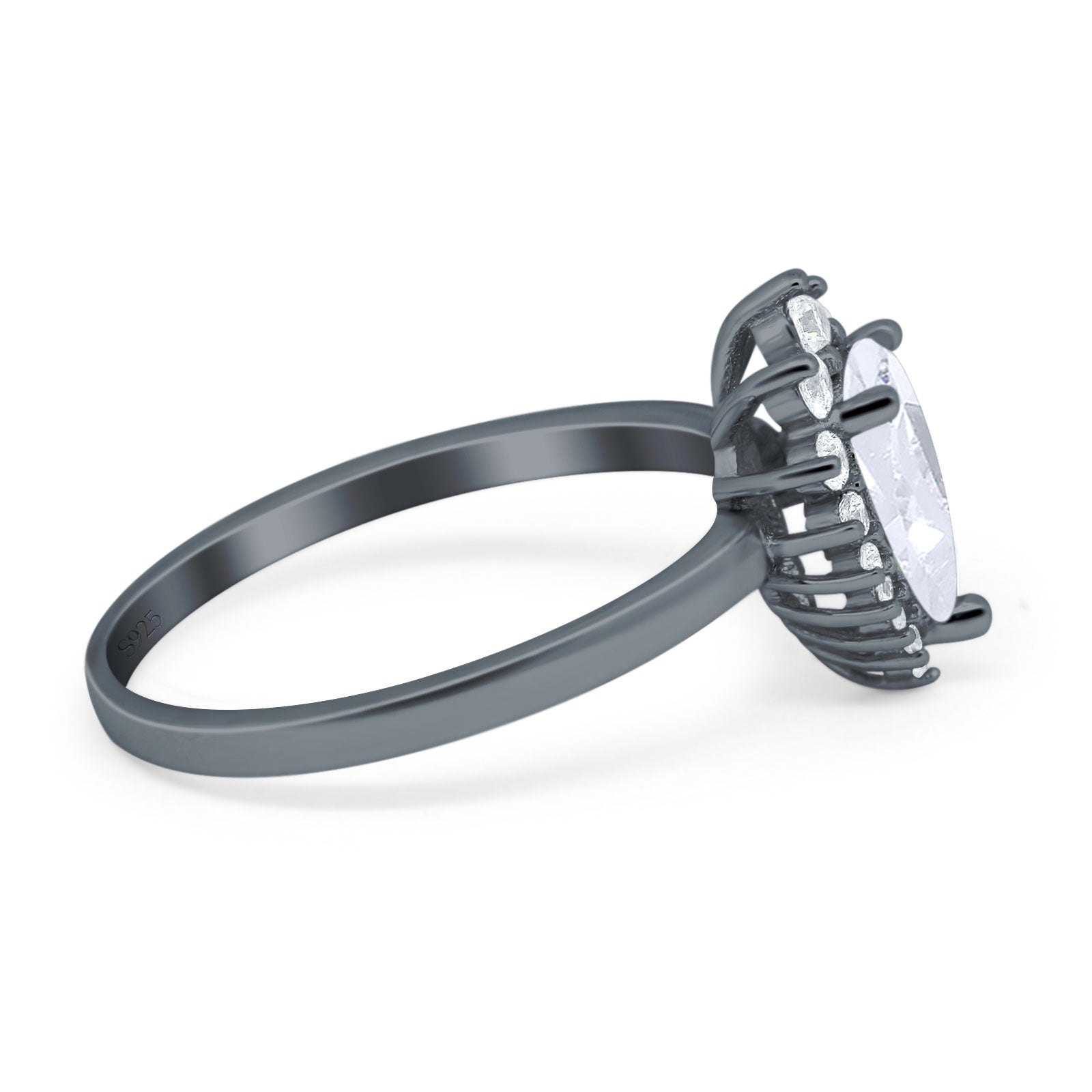 Art Deco Pear Natural Stone Wedding Ring