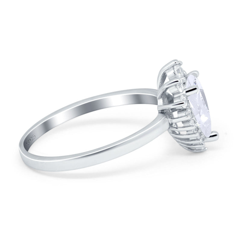 Art Deco Pear Natural Stone Wedding Ring