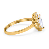 Art Deco Pear Natural Stone Wedding Ring