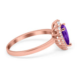 Art Deco Pear Natural Stone Wedding Ring
