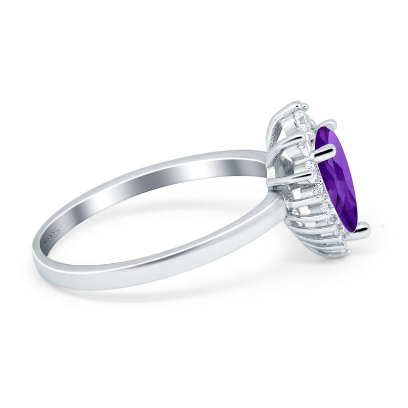 Art Deco Pear Natural Stone Wedding Ring