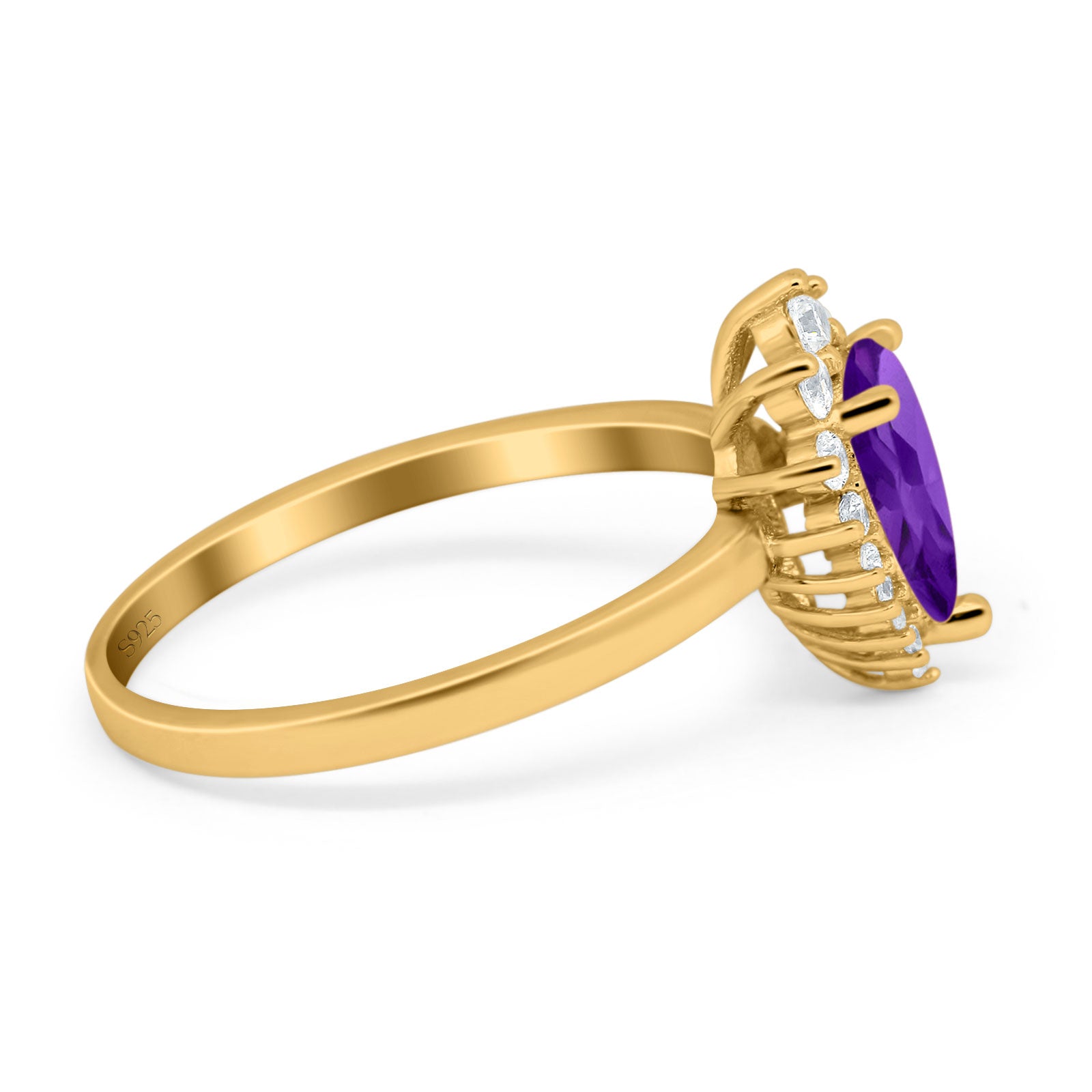 Art Deco Pear Natural Stone Wedding Ring