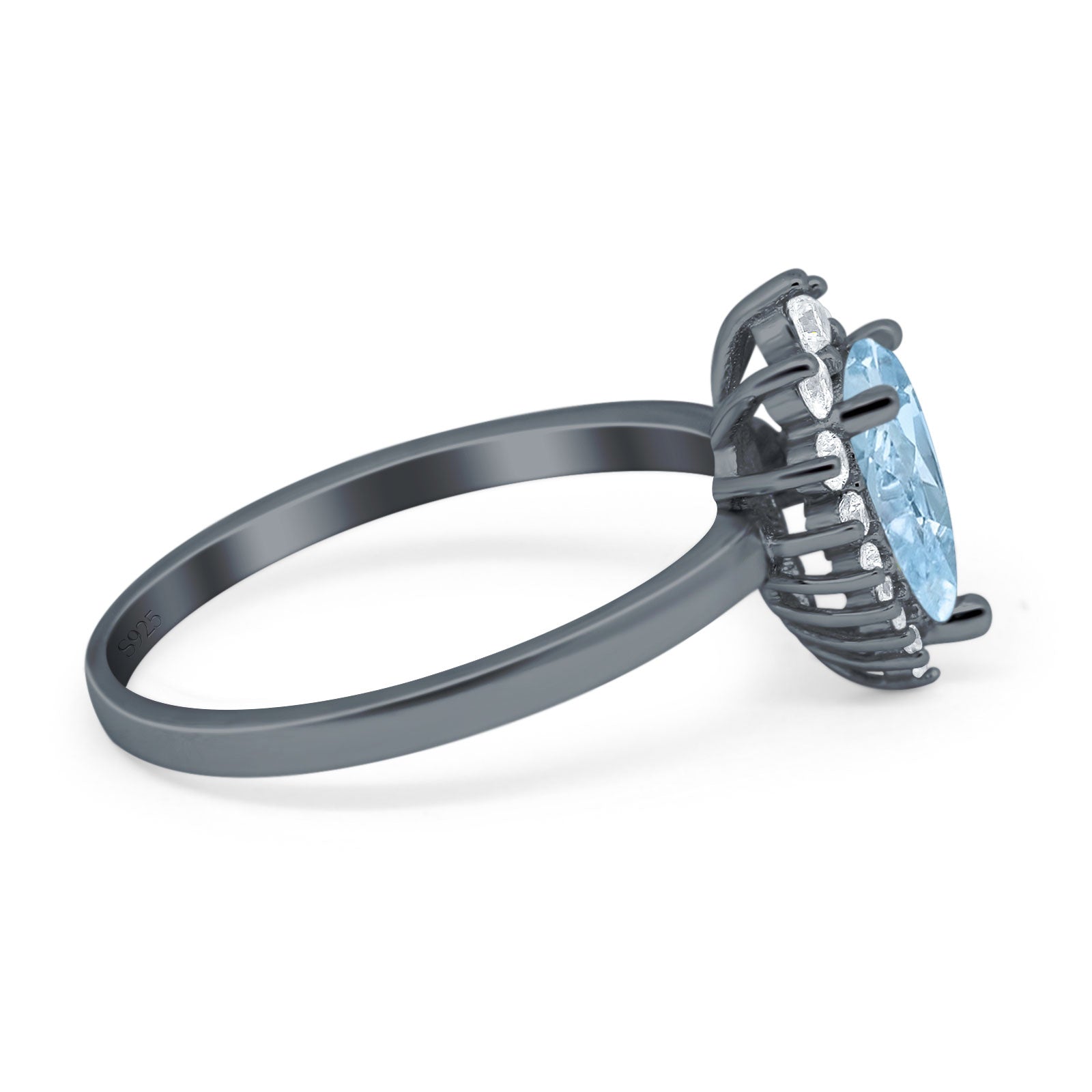 Art Deco Pear Natural Stone Wedding Ring