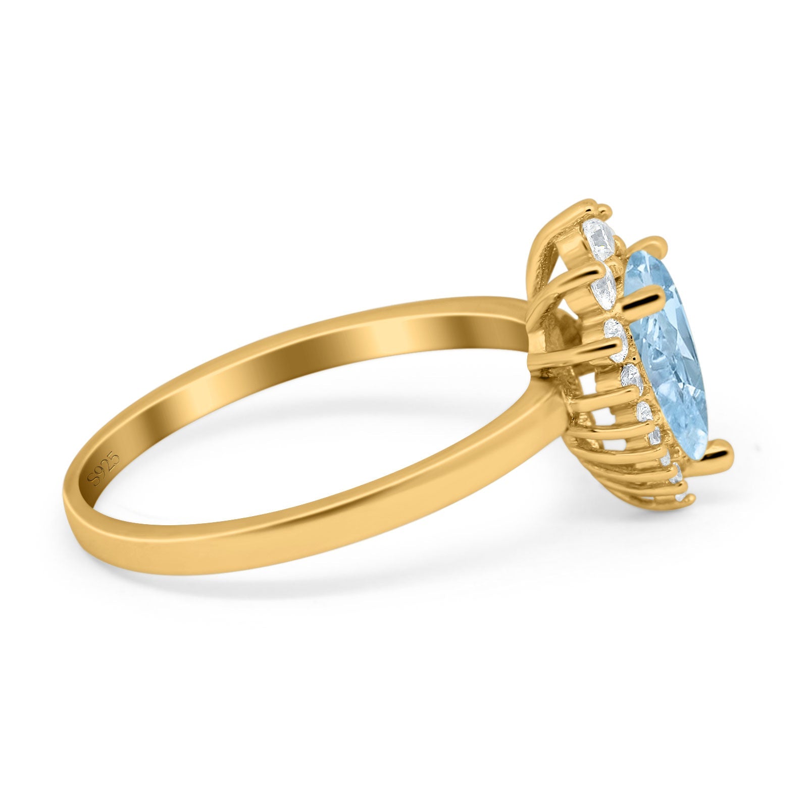 Art Deco Pear Natural Stone Wedding Ring