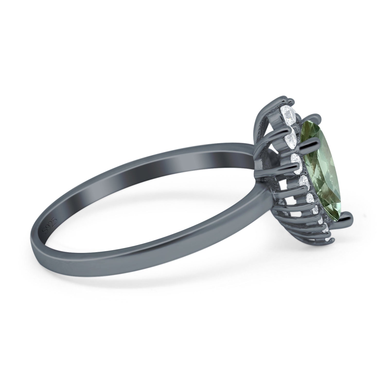 Art Deco Pear Natural Stone Wedding Ring