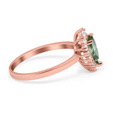 Art Deco Pear Natural Stone Wedding Ring