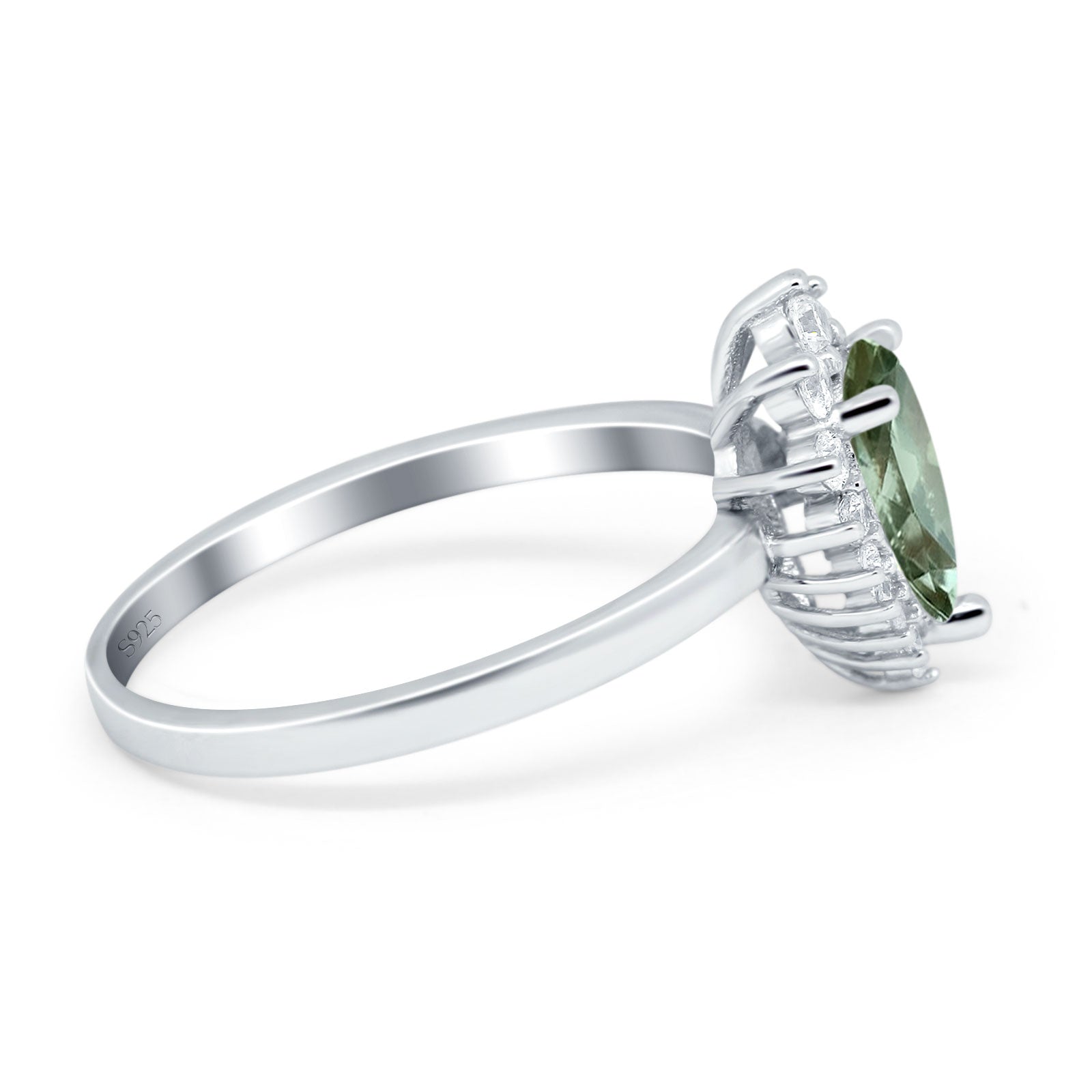 Art Deco Pear Natural Stone Wedding Ring