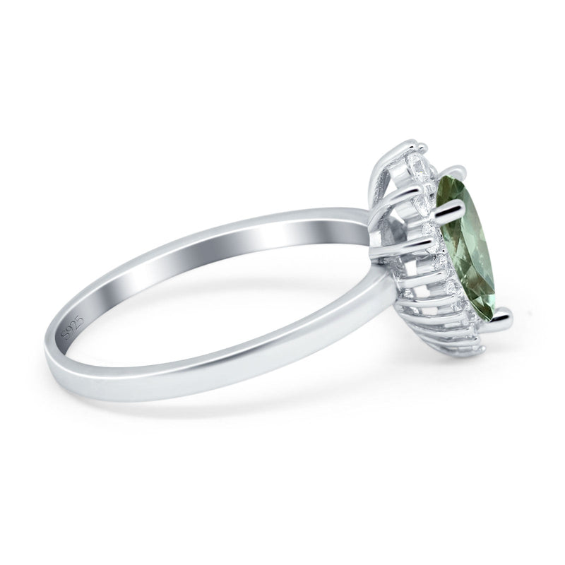 Art Deco Pear Natural Stone Wedding Ring