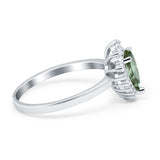Art Deco Pear Natural Stone Wedding Ring