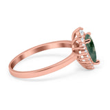 Art Deco Pear Natural Stone Wedding Ring