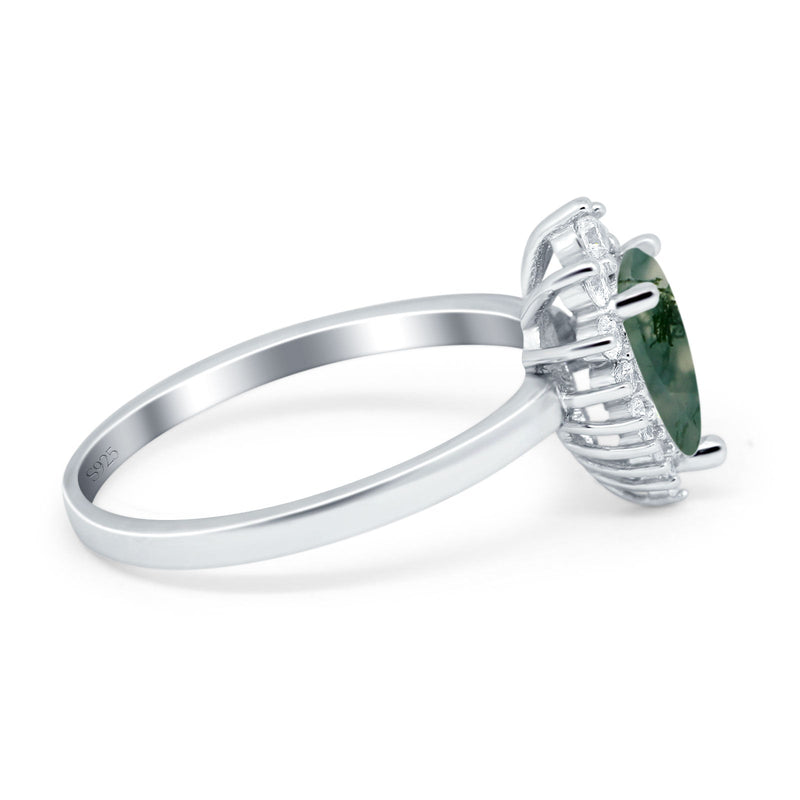 Art Deco Pear Natural Stone Wedding Ring