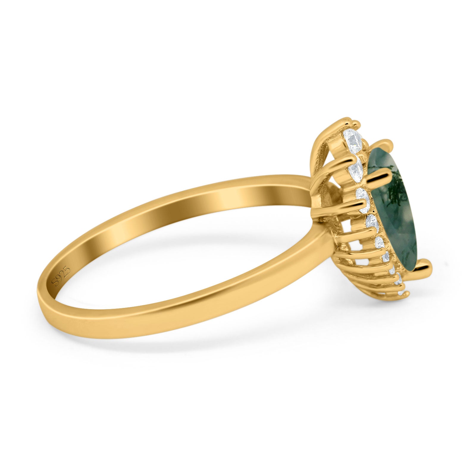 Art Deco Pear Natural Stone Wedding Ring