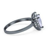 Art Deco Pear Natural Stone Wedding Ring
