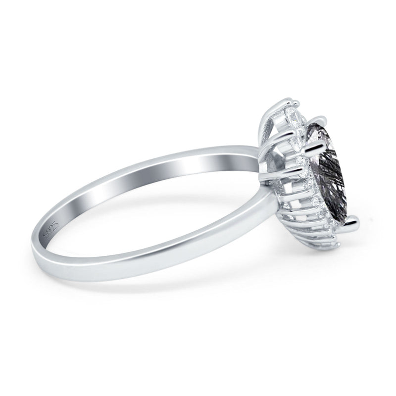 Art Deco Pear Natural Stone Wedding Ring