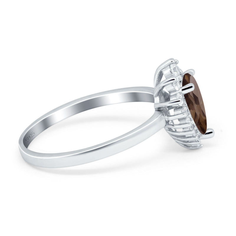 Art Deco Pear Natural Stone Wedding Ring