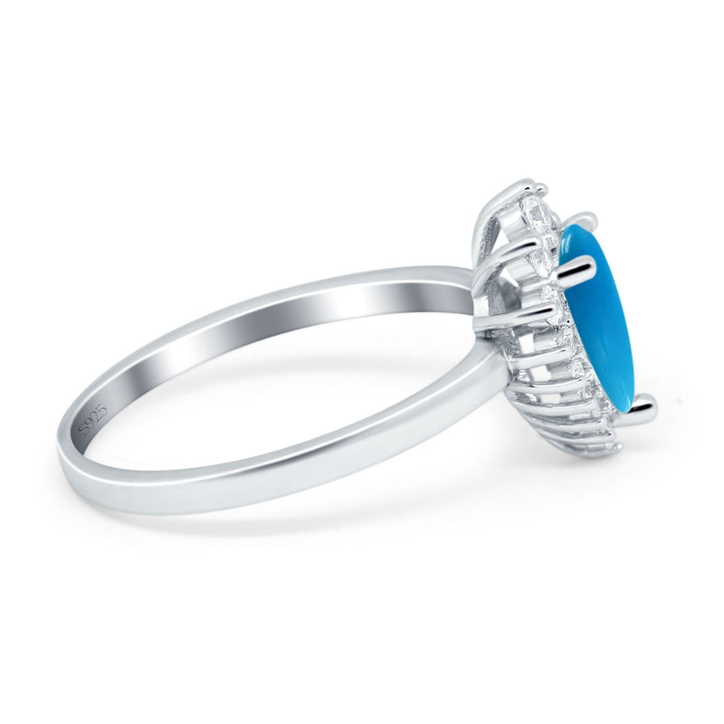 Art Deco Pear Natural Stone Wedding Ring