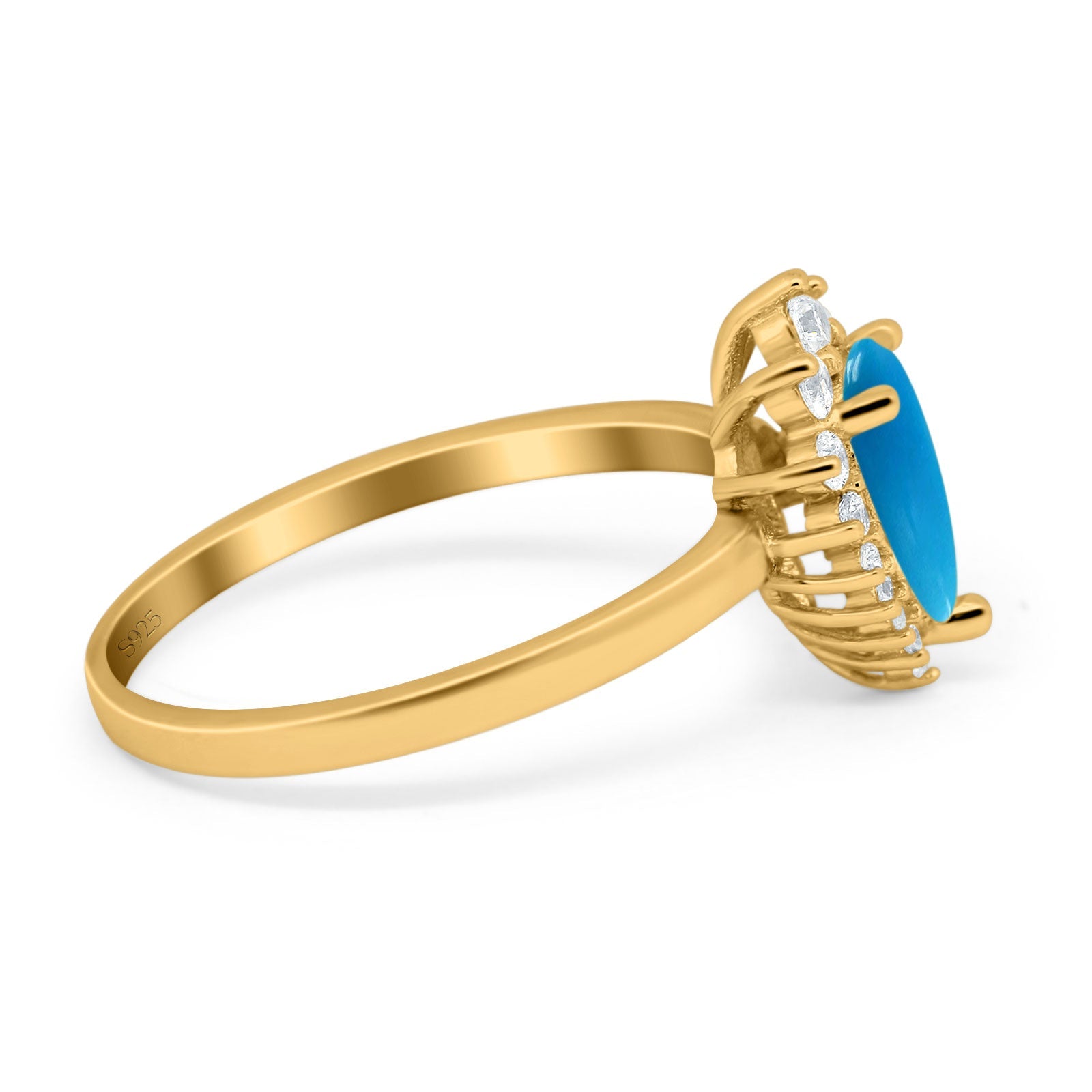 Art Deco Pear Natural Stone Wedding Ring