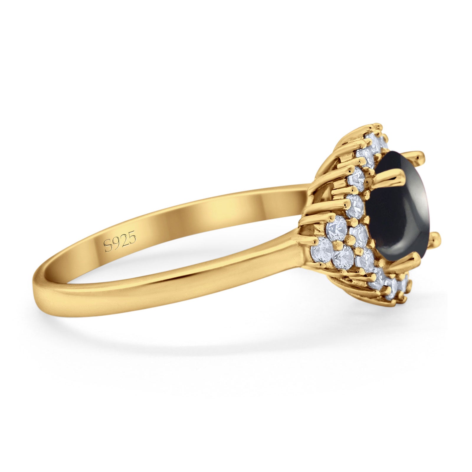 Art Deco Round Natural Stone Flower Ring